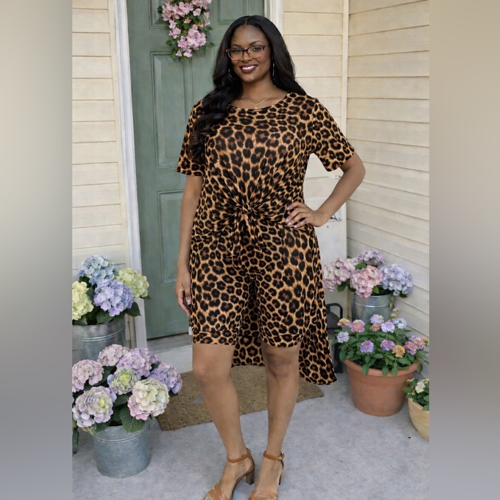 Leopard Print High-Low pants set